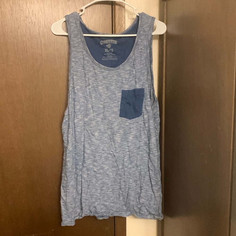 Blue heather pocket tank top XL